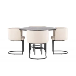 Copenhagen Rundt Spisebordssæt - Beige og Mocca