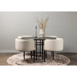 Copenhagen Rundt Spisebordssæt - Beige og Mocca