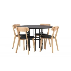 Copenhagen Rundt Spisebordssæt - Sort og Natur