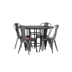 Copenhagen Rundt Spisebordssæt - Sort og Valnød