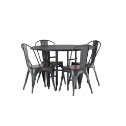 Copenhagen Rundt Spisebordssæt - Sort og Valnød