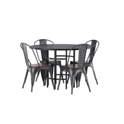 Copenhagen Rundt Spisebordssæt - Sort og Valnød