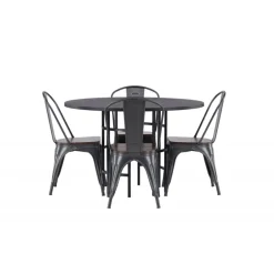 Copenhagen Rundt Spisebordssæt - Sort og Valnød