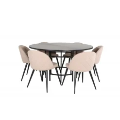 Copenhagen Rundt Spisebordssæt - Beige og Sort