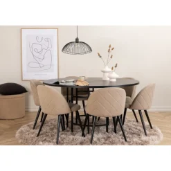 Copenhagen Rundt Spisebordssæt - Beige og Sort