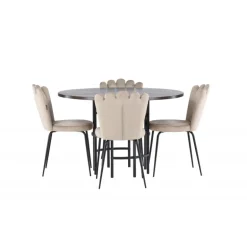 Copenhagen Rundt Spisebordssæt - Beige og Mocca