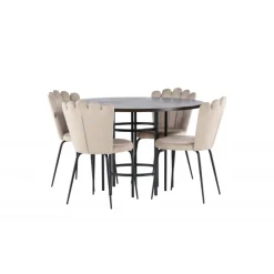 Copenhagen Rundt Spisebordssæt - Beige og Mocca