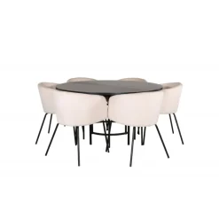 Copenhagen Rundt Spisebordssæt - Beige og Sort