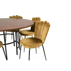 Copenhagen Rundt Spisebordssæt - Sort og Brun og Messing