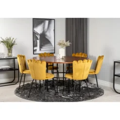 Copenhagen Rundt Spisebordssæt - Sort og Brun og Messing