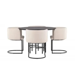 Copenhagen Rundt Spisebordssæt - Beige og Sort