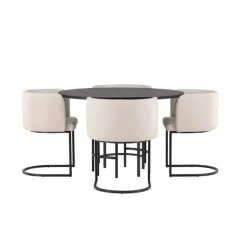Copenhagen Rundt Spisebordssæt - Beige og Sort