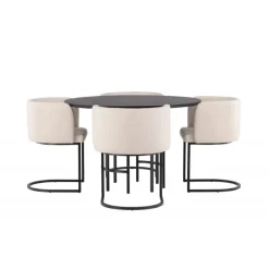 Copenhagen Rundt Spisebordssæt - Beige og Sort