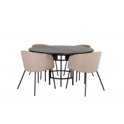 Copenhagen Rundt Spisebordssæt - Beige og Sort