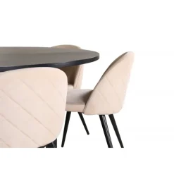 Copenhagen Rundt Spisebordssæt - Beige og Sort