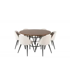 Copenhagen Rundt Spisebordssæt - Sort, Brun og Hvid