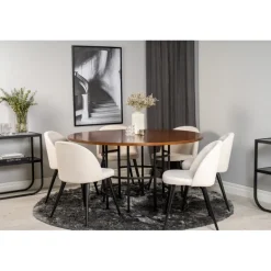 Copenhagen Rundt Spisebordssæt - Sort, Brun og Hvid