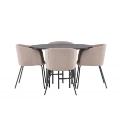 Copenhagen Rundt Spisebordssæt - Beige og Sort