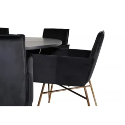 Copenhagen Rundt Spisebordssæt - Sort og Kobber