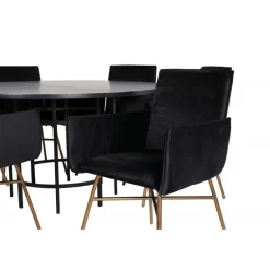 Copenhagen Rundt Spisebordssæt - Sort og Kobber