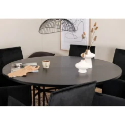 Copenhagen Rundt Spisebordssæt - Sort og Kobber