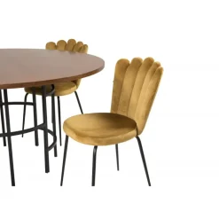 Copenhagen Rundt Spisebordssæt - Sort og Brun og Messing