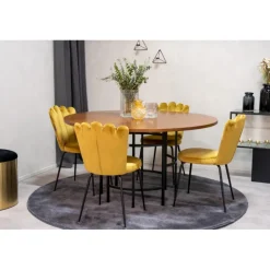 Copenhagen Rundt Spisebordssæt - Sort og Brun og Messing