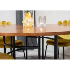 Copenhagen Rundt Spisebordssæt - Sort og Brun og Messing