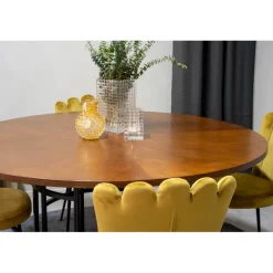 Copenhagen Rundt Spisebordssæt - Sort og Brun og Messing