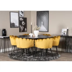 Copenhagen Rundt Spisebordssæt - Sort og Messing