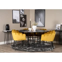 Copenhagen Rundt Spisebordssæt - Sort og Messing