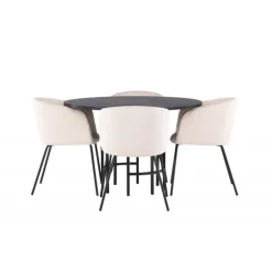 Copenhagen Rundt Spisestuesæt - Beige og Sort