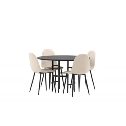 Copenhagen Rundt Spisestuesæt - Beige og Sort