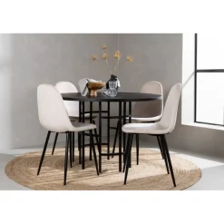 Copenhagen Rundt Spisestuesæt - Beige og Sort