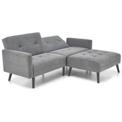 CORNELIUS sammenklappelig sofa med ottoman, - Grå