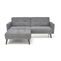 CORNELIUS sammenklappelig sofa med ottoman, - Grå