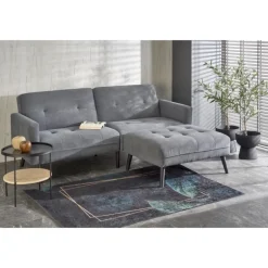 CORNELIUS sammenklappelig sofa med ottoman, - Grå