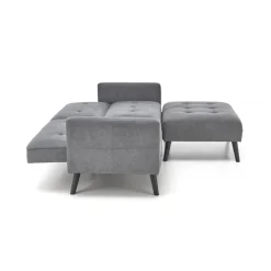 CORNELIUS sammenklappelig sofa med ottoman, - Grå