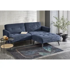 CORNELIUS Sovesofa med skammel - blå
