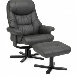 Cosy lænestol med skammel Sort læder