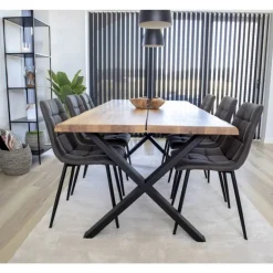 CURVE Spisebord Olieret eg 200x95cm med bølget kant