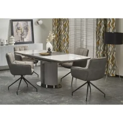 DANCAN Spisebord med udtræk, 160 kan udvides til 220 cm - Hvid og Grå