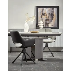 DANCAN Spisebord med udtræk, 160 kan udvides til 220 cm - Hvid og Grå