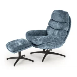 DARIO lænestol med skammel, blå