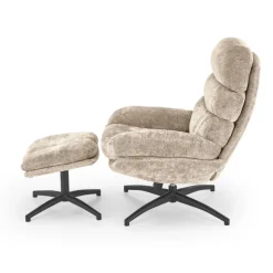 DARIO lænestol med skammel, Beige