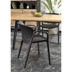 DICKSON 2 Spisebordmedudtræk 150-210, Naturlig / Sort