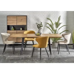 DICKSON 2 Spisebordmedudtræk 150-210, Naturlig / Sort