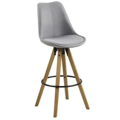 Dima barstol - Lysegrå m. oliebehandlede træben
