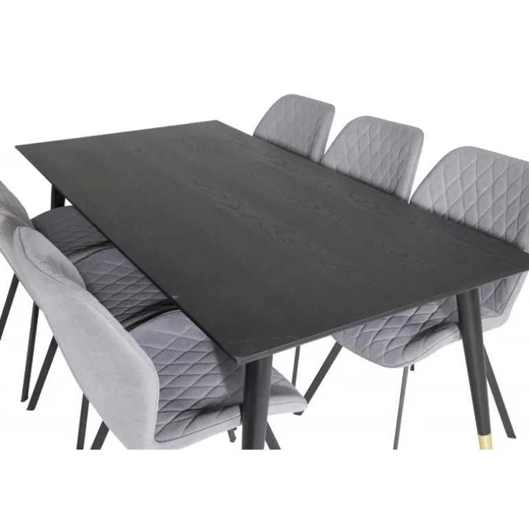 Dipp e Spisebordssæt - Sort, Messing Grå