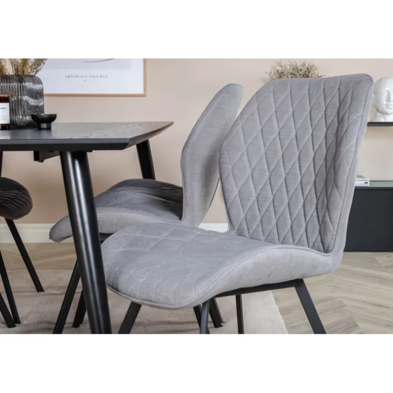 Dipp e Spisebordssæt - Sort, Messing Grå